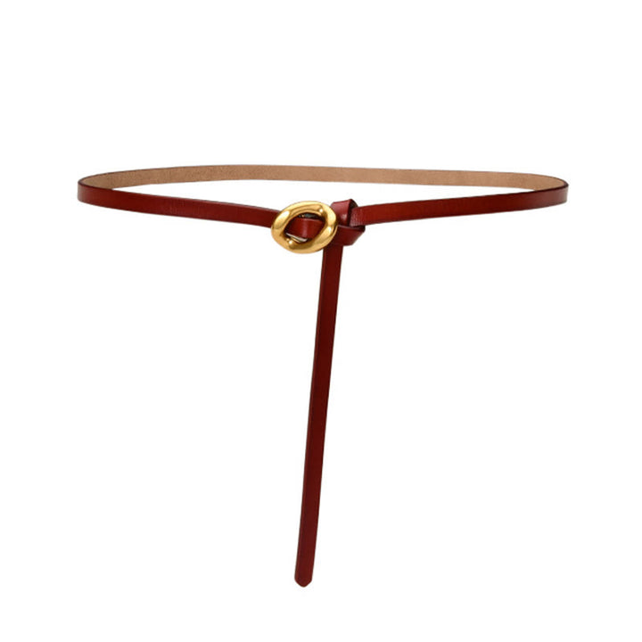 Cintura sottile con nodo da donna in vera pelle - image 19
