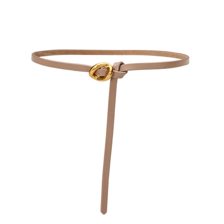 Cintura sottile con nodo da donna in vera pelle - Grano - 41,34 pollici / 105 cm - image 16
