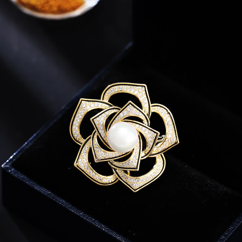 Spilla da donna con perle di camelia Purity - Oro - image 1
