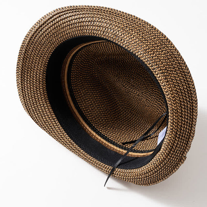 Cappello da uomo estivo in paglia marrone caffè Fedora - image 4