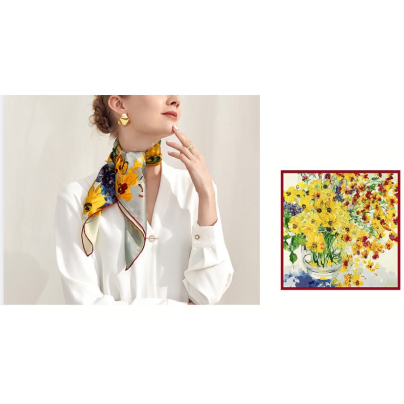 Sciarpa sottile in seta primaverile con colori caldi da donna al sole - image 3