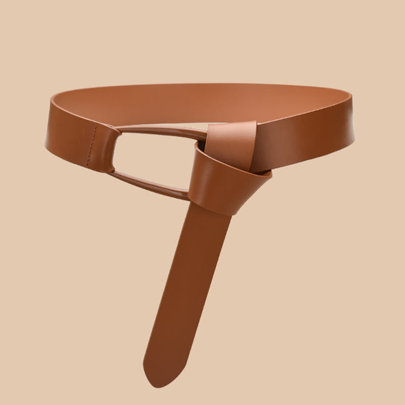 Cintura semplice larga per donna Cintura con nodo in pelle - image 8
