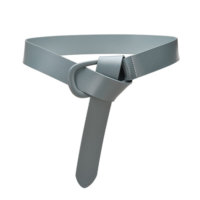 Cintura semplice larga per donna Cintura con nodo in pelle - BluAcciaioChiaro - 43,31 pollici / 110 cm - image 18