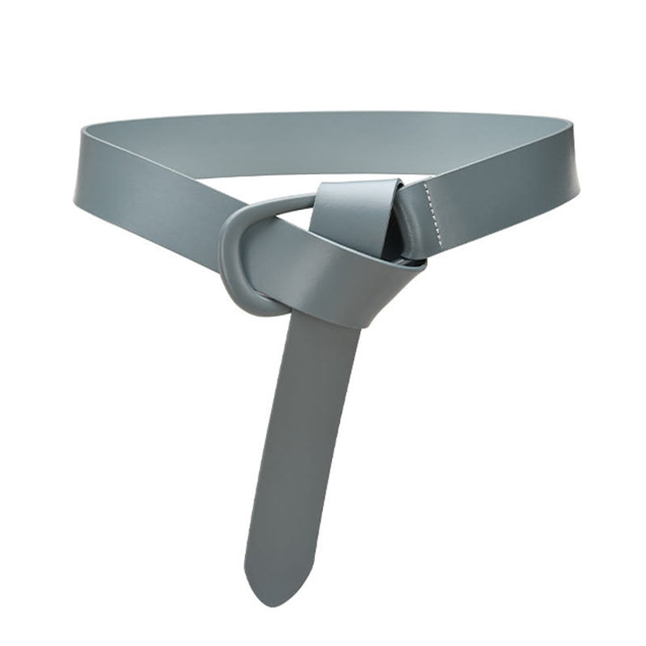 Cintura semplice larga per donna Cintura con nodo in pelle - BluAcciaioChiaro - 43,31 pollici / 110 cm - image 18