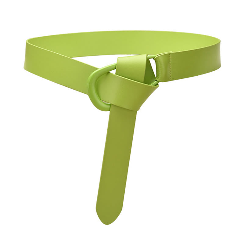 Cintura semplice larga per donna Cintura con nodo in pelle - GialloVerde - 43,31 pollici / 110 cm - image 13