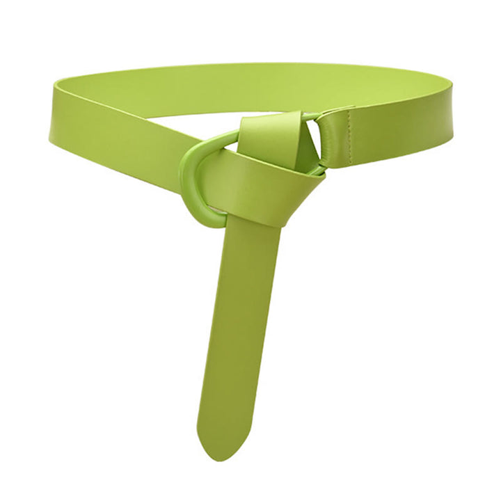 Cintura semplice larga per donna Cintura con nodo in pelle - GialloVerde - 43,31 pollici / 110 cm - image 13