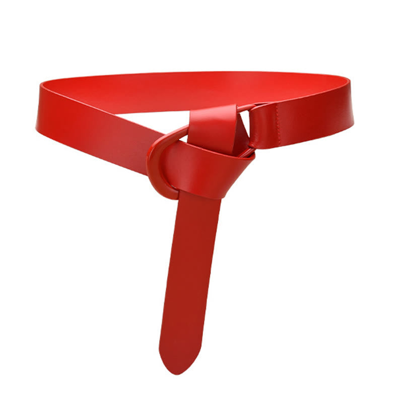 Cintura semplice larga per donna Cintura con nodo in pelle - Cremisi - 43,31 pollici / 110 cm - image 21