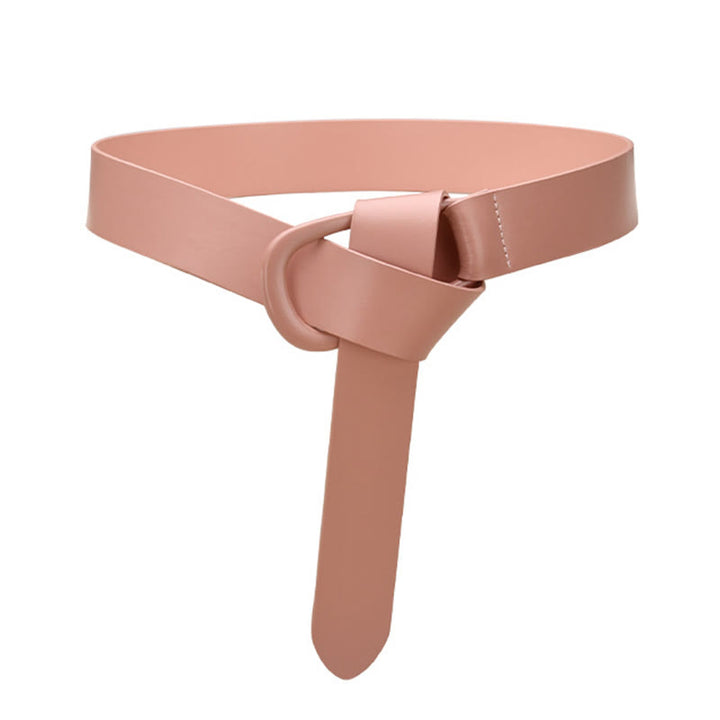 Cintura semplice larga per donna Cintura con nodo in pelle - Salmone scuro - 43,31 pollici / 110 cm - image 19