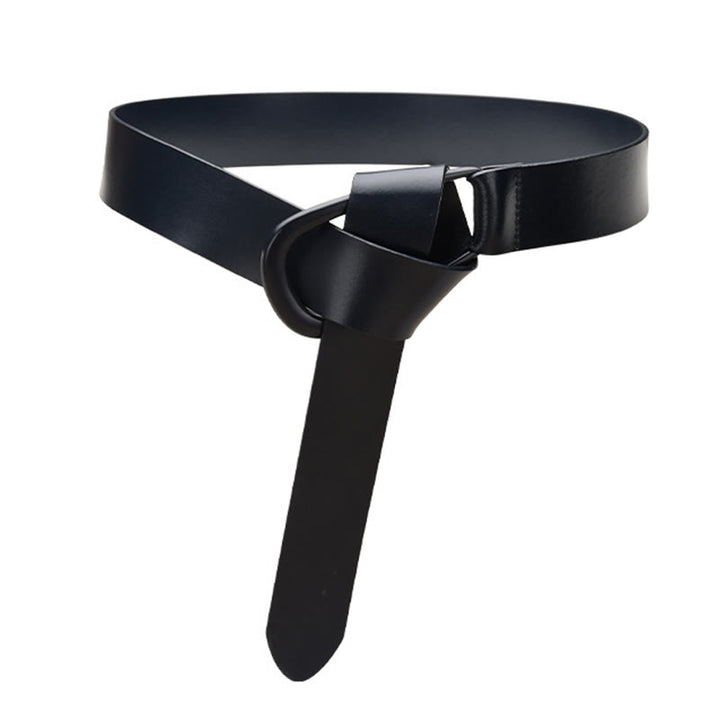 Cintura semplice larga per donna Cintura con nodo in pelle - Blu notte - 43,31 pollici / 110 cm - image 16