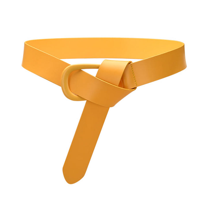 Cintura semplice larga per donna Cintura con nodo in pelle - Oro - 43,31 pollici / 110 cm - image 15