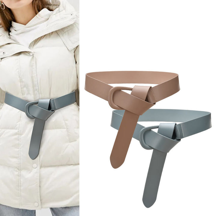 Cintura semplice larga per donna Cintura con nodo in pelle - image 4