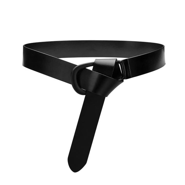 Cintura semplice larga per donna Cintura con nodo in pelle - Nero - 43,31 pollici / 110 cm - image 14
