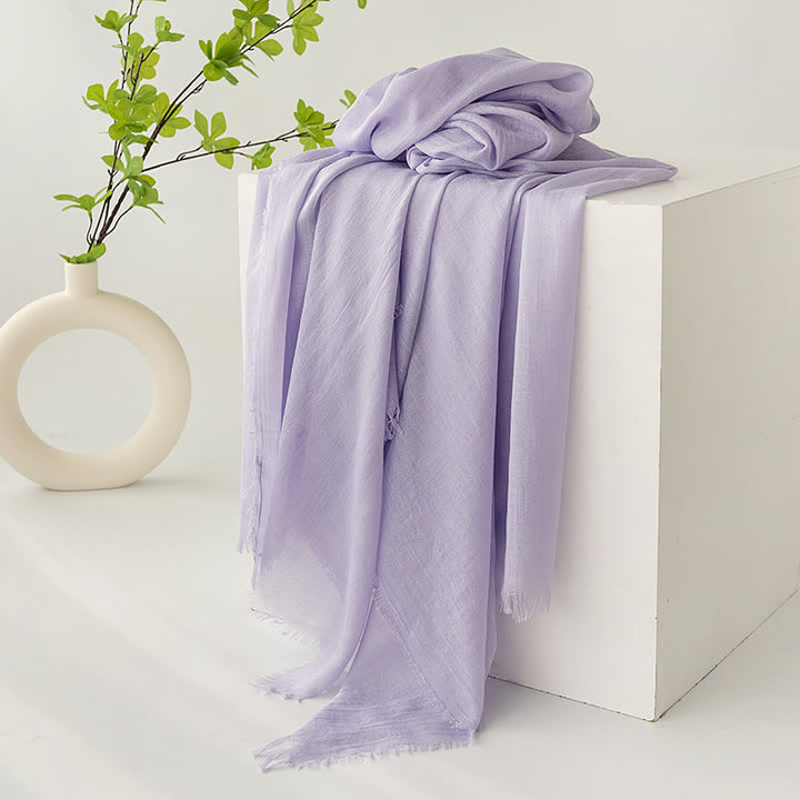 Sciarpa estiva morbida e sottile con nappe corte in tinta unita - #18 Lavanda - image 22