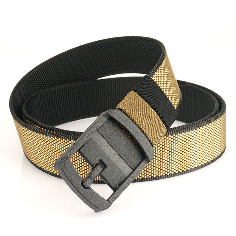 Cintura militare reversibile con fibbia in lega girevole da uomo - Nero+Oro - 42 - image 9