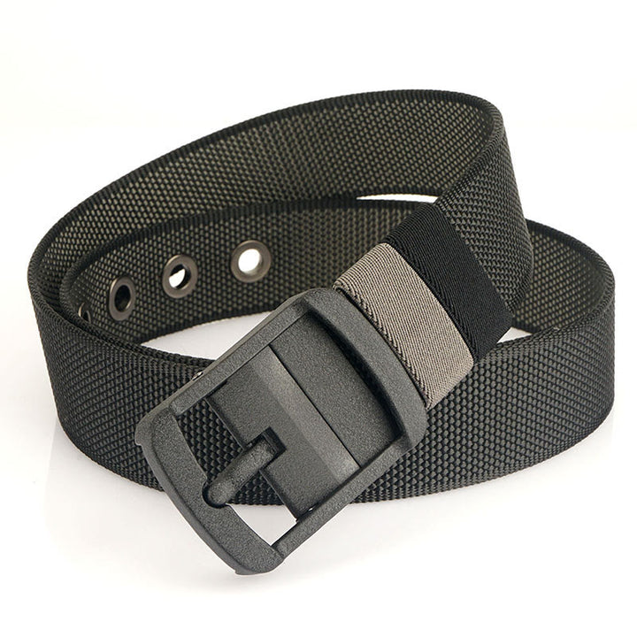 Cintura militare reversibile con fibbia in lega girevole da uomo - Nero+grigio scuro - 42 - image 8