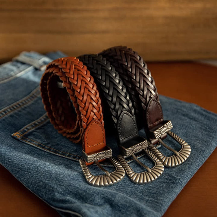 Cintura in pelle intrecciata in pelle di vacchetta intrecciata casual da tutti i giorni - image 4