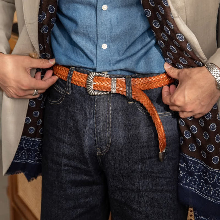 Cintura in pelle intrecciata in pelle di vacchetta intrecciata casual da tutti i giorni - image 0