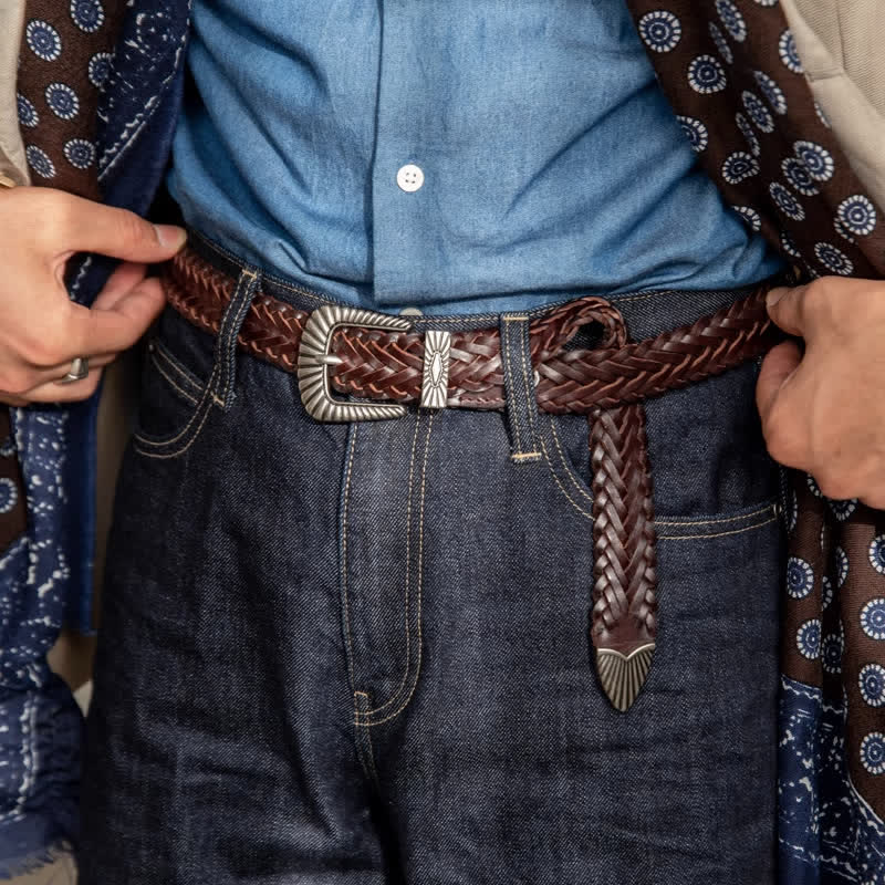 Cintura in pelle intrecciata in pelle di vacchetta intrecciata casual da tutti i giorni - image 16