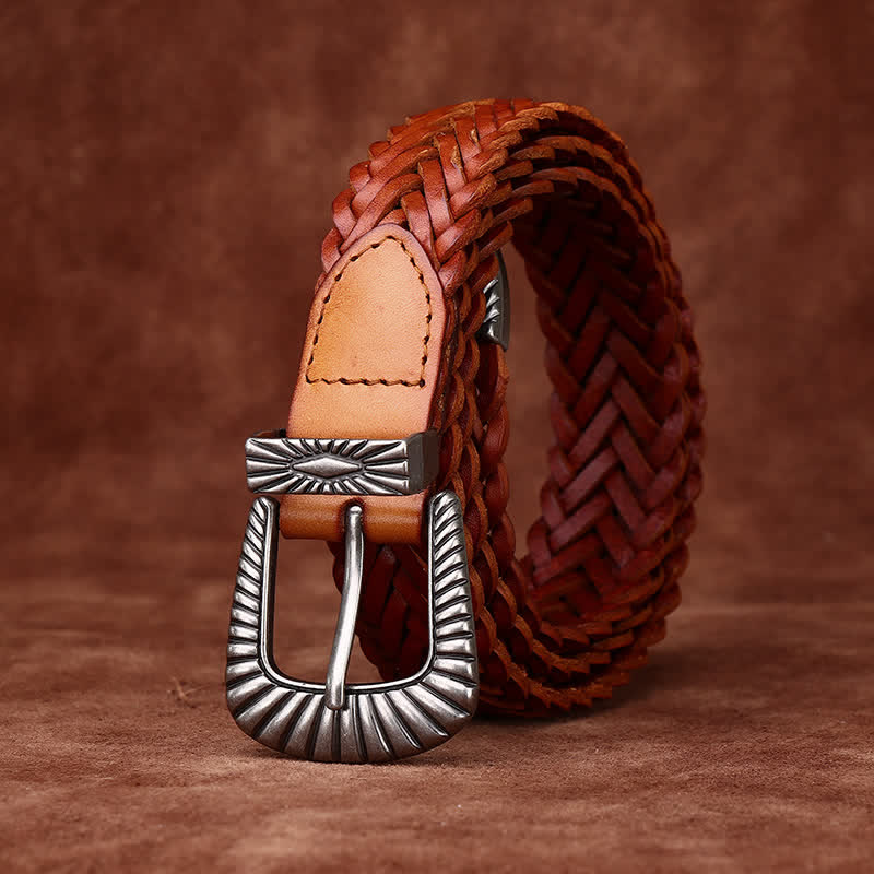 Cintura in pelle intrecciata in pelle di vacchetta intrecciata casual da tutti i giorni - image 5