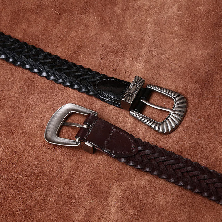 Cintura in pelle intrecciata in pelle di vacchetta intrecciata casual da tutti i giorni - image 7