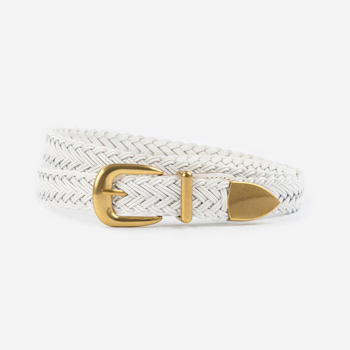Cintura intrecciata in pelle vegana Cintura da donna - Bianco - 43,31 pollici / 110 cm (lunghezza della fibbia non inclusa) - image 14