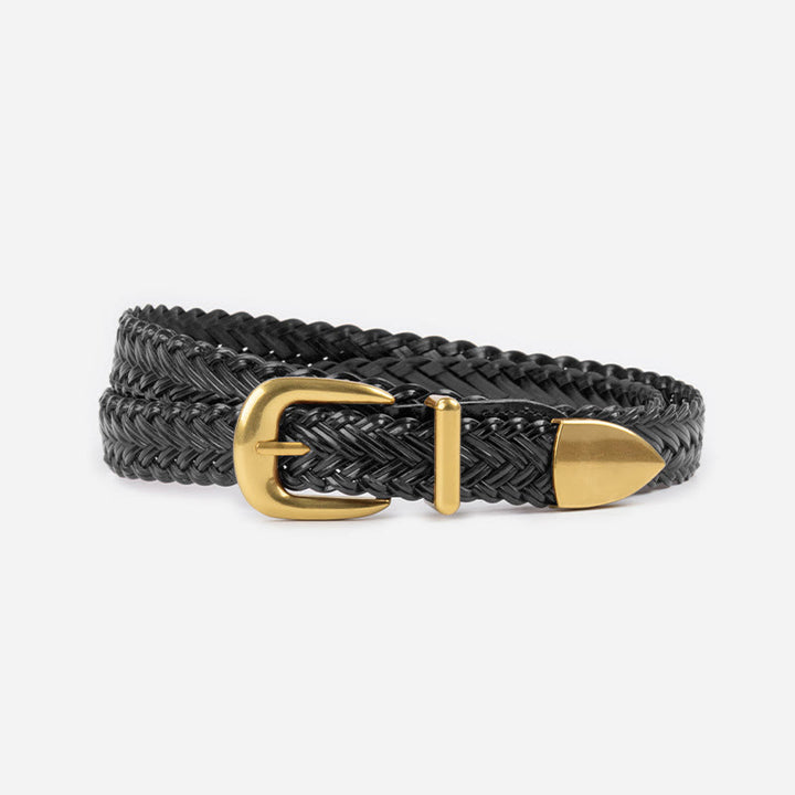 Cintura intrecciata in pelle vegana Cintura da donna - Nero - 43,31 pollici / 110 cm (lunghezza della fibbia non inclusa) - image 10