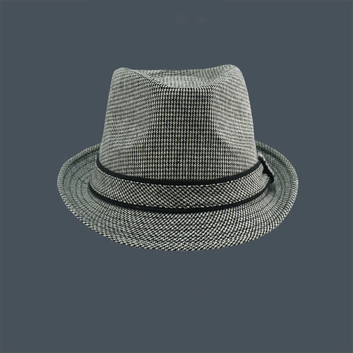 Cappello estivo da uomo Fedora con motivo a quadri inglesi e pied de poule - image 1