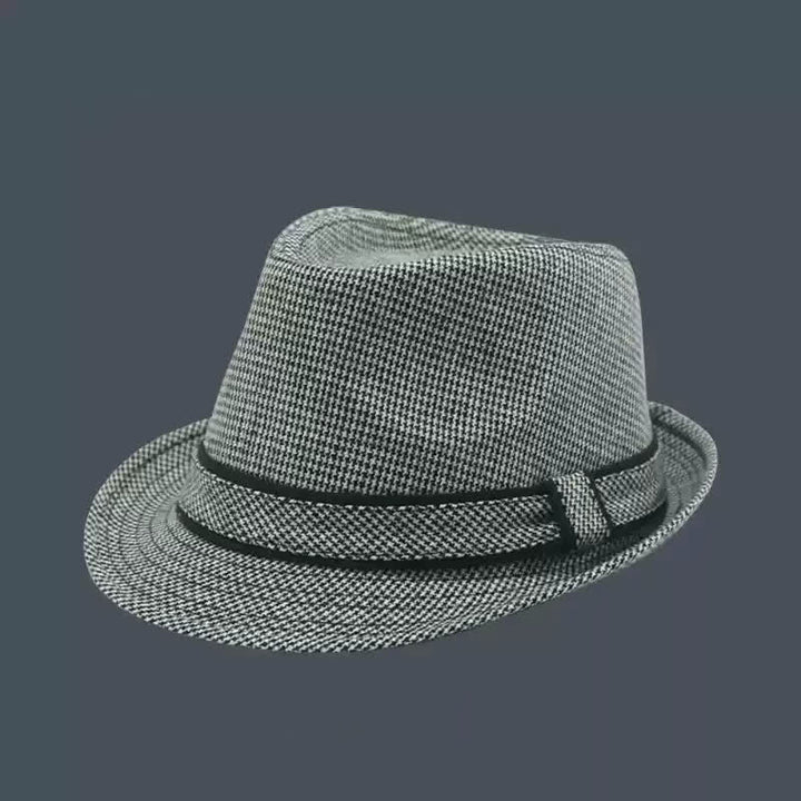 Cappello estivo da uomo Fedora con motivo a quadri inglesi e pied de poule - Nero - Misura M (22"-22 7/8") - image 2