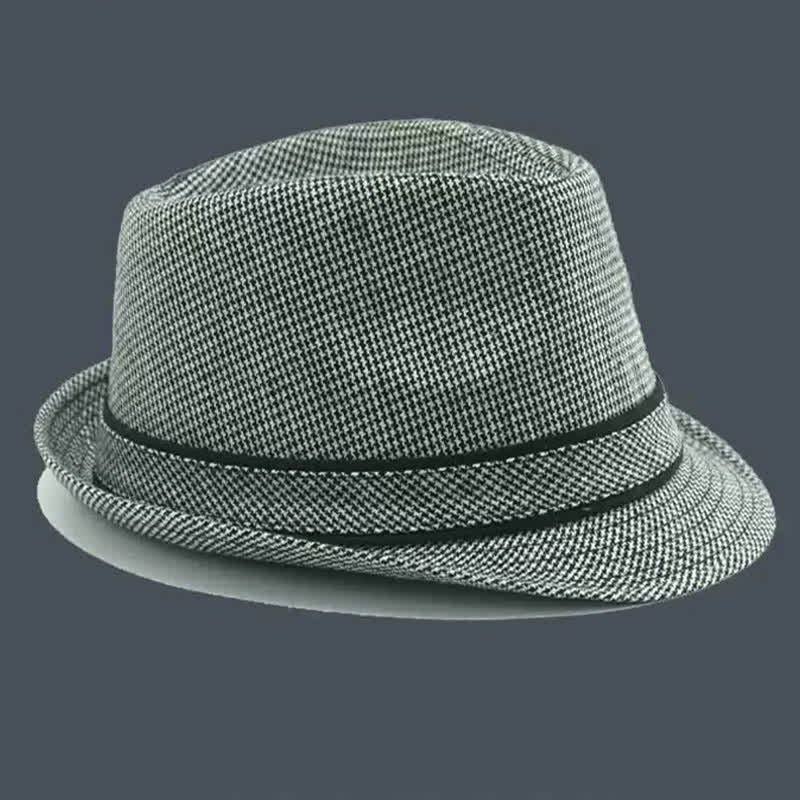 Cappello estivo da uomo Fedora con motivo a quadri inglesi e pied de poule - image 3