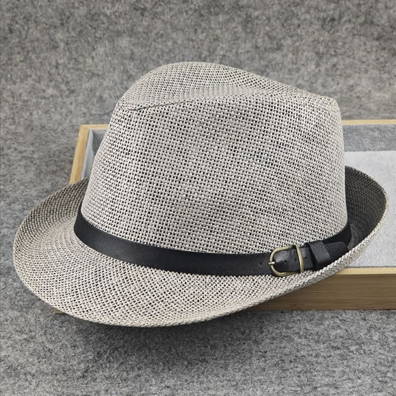 Cappello da uomo in paglia Fedora estivo con motivo a quadri inglesi e pied de poule - image 16