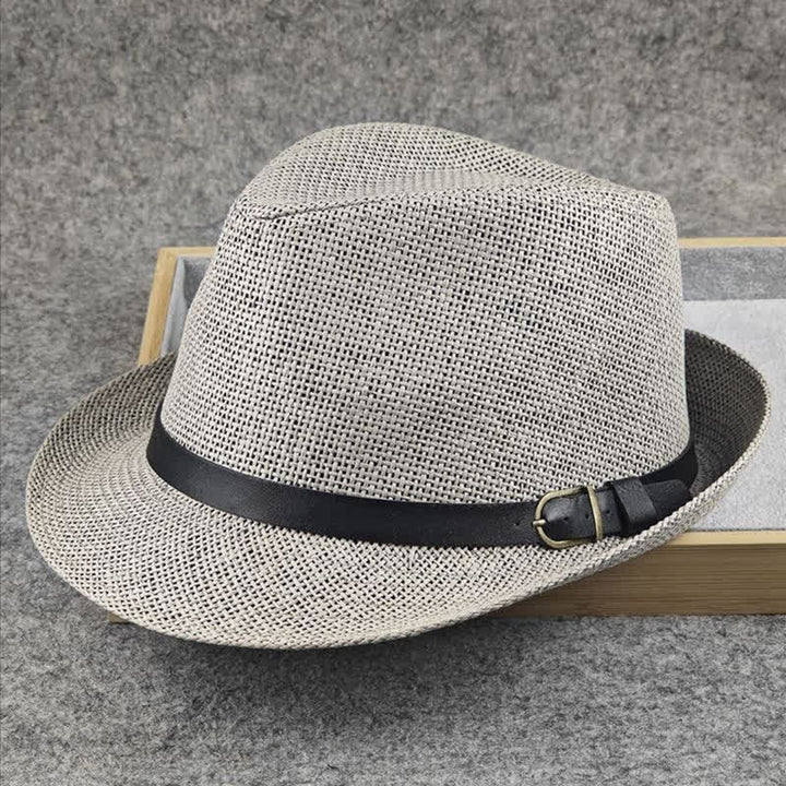 Cappello da uomo in paglia Fedora estivo con motivo a quadri inglesi e pied de poule - image 16