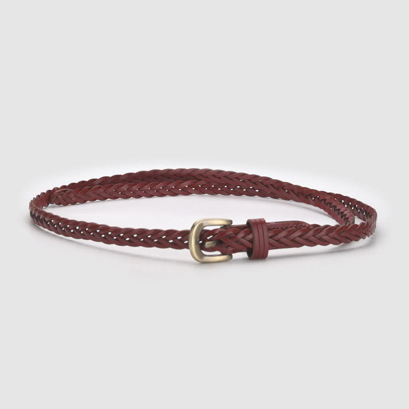Cintura intrecciata vintage Cintura senza fori - #B - Rosso scuro - 43,31 pollici / 110 cm (fibbia inclusa) - image 18