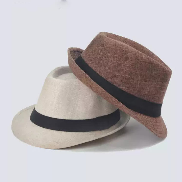 Cappello estivo Fedora con nastro nero semplice da uomo - image 0
