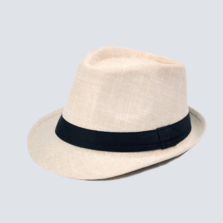 Cappello estivo Fedora con nastro nero semplice da uomo - Avorio - Misura M (22"-22 7/8") - image 3