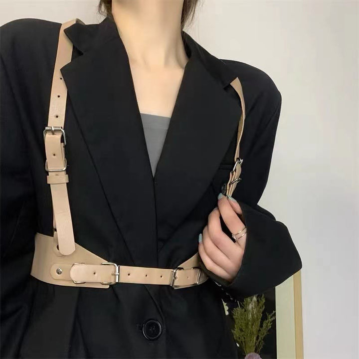 Cintura regolabile in pelle Steampunk con cinturino corsetto - image 4