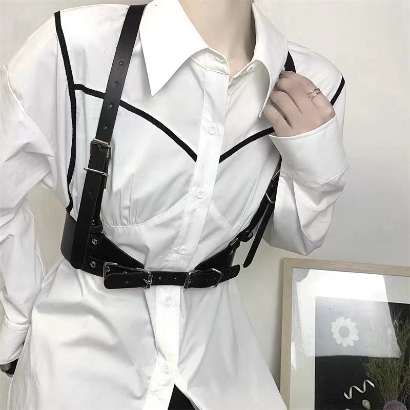 Cintura regolabile in pelle Steampunk con cinturino corsetto - image 1