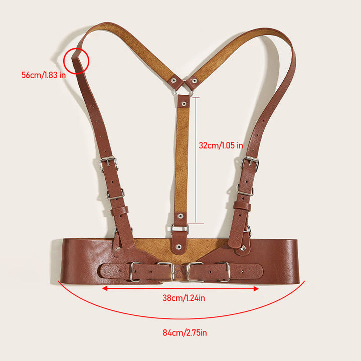 Cintura regolabile in pelle Steampunk con cinturino corsetto - Molto grande - Cioccolato - image 17