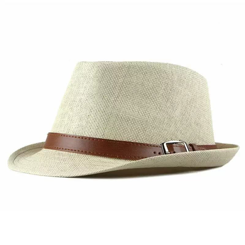 Cappello da uomo elegante e casual in paglia con decorazione in pelle - Beige - Misura M (22"-22 7/8") - image 12