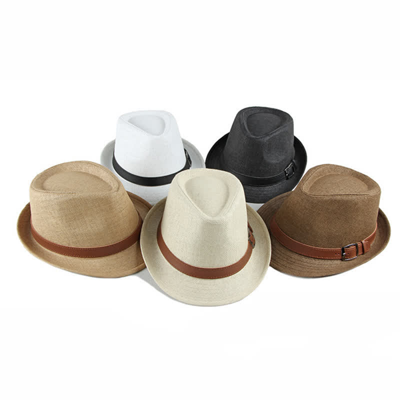 Cappello da uomo elegante e casual in paglia con decorazione in pelle - image 1
