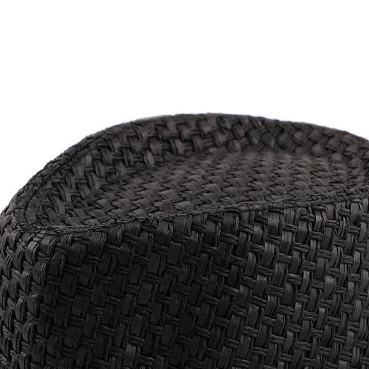 Cappello da spiaggia in paglia Fedora con fascia in pelle intrecciata da uomo - image 7