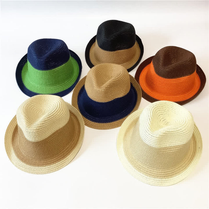 Cappello di paglia Fedora divertente con colori abbinati per l'estate - image 1