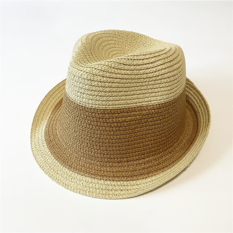 Cappello di paglia Fedora divertente con colori abbinati per l'estate - Beige e cachi - Misura M (22"-22 7/8") - image 11