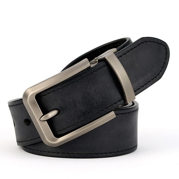 Cintura in pelle semplice e precisa da uomo, cucita con cura - Nero - Stile n. 1 - 42 - image 5