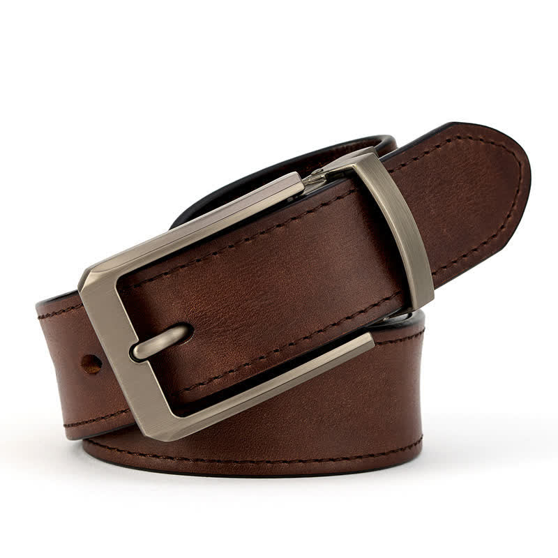 Cintura in pelle semplice e precisa da uomo, cucita con cura - Marrone - Stile n. 2 - 42 - image 6