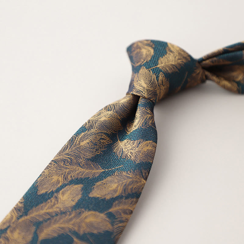 Cravatta da uomo vintage con piume svolazzanti in jacquard - CadettoBlu - image 11