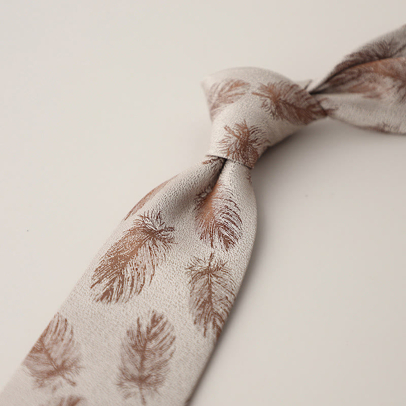 Cravatta da uomo vintage con piume svolazzanti in jacquard - Legno robusto - image 6