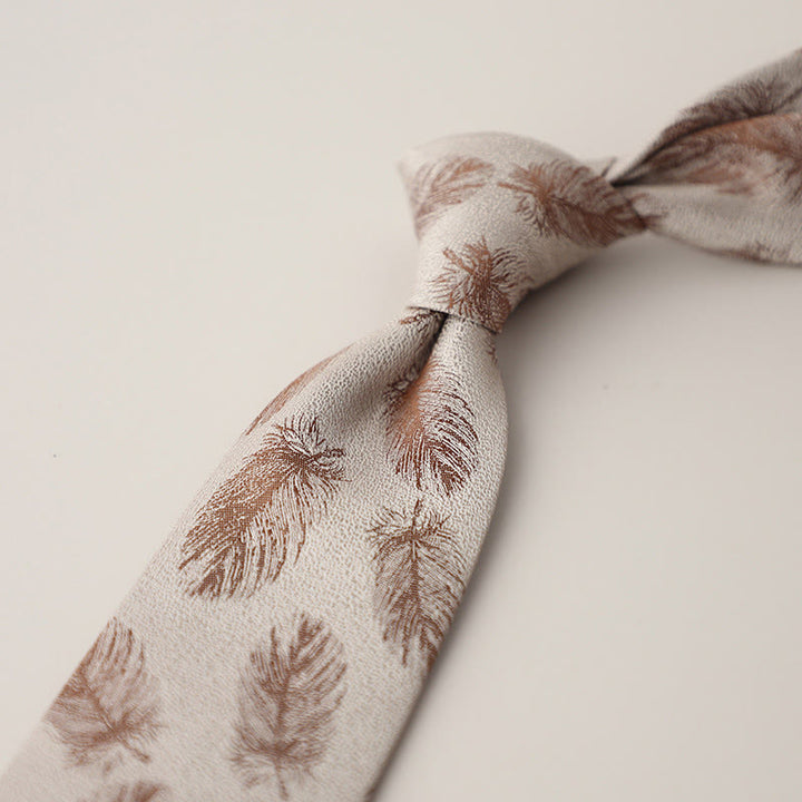 Cravatta da uomo vintage con piume svolazzanti in jacquard - Legno robusto - image 6