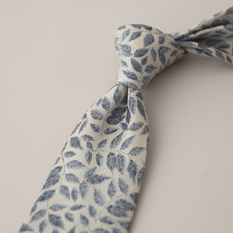 Cravatta da uomo vintage con piume svolazzanti in jacquard - FlorealeBianco - image 1