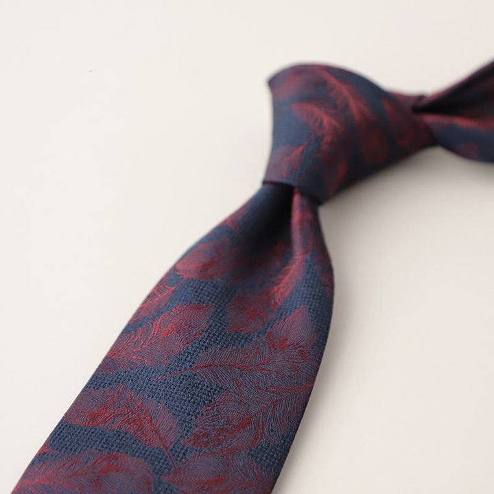 Cravatta da uomo vintage con piume svolazzanti in jacquard - Mattoni refrattari - image 12