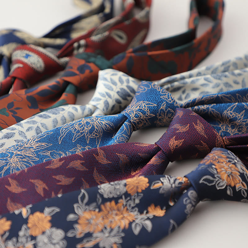 Cravatta da uomo vintage con piume svolazzanti in jacquard - image 0